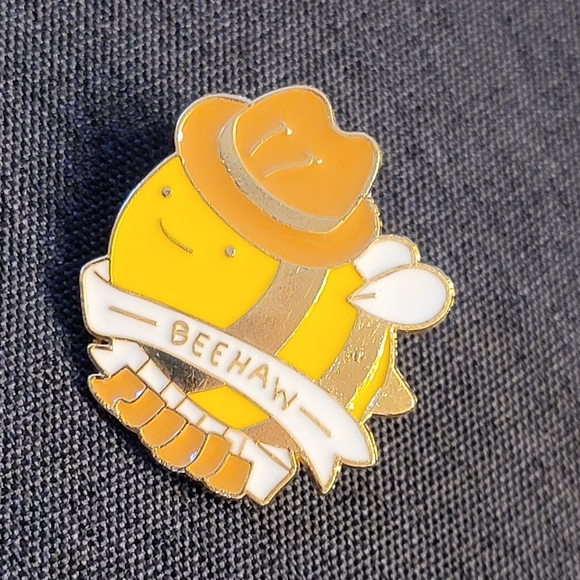 BEEHAW Cowboy Bee Enamel Pin 🤠 🐝 - Picture 3 of 8